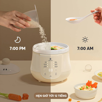 Nồi nấu chậm, nấu cháo, chưng yến 1L Elmich SCE-8524OL - Hàng Chính Hãng