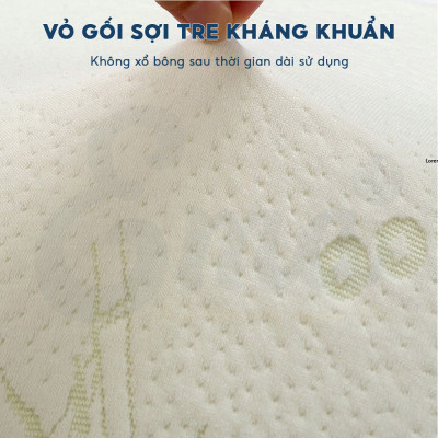 Gối cao su non người lớn EMA kèm vỏ sợi tre kháng khuẩn, thiết kế lượn sóng, chống đau cổ vai gáy