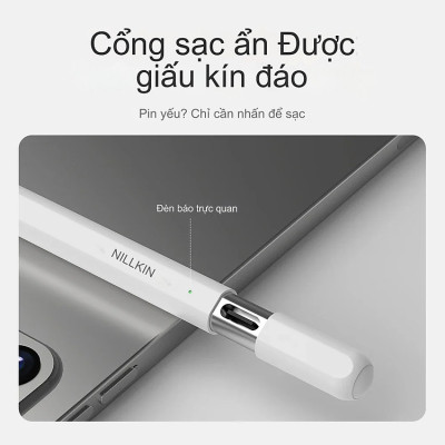 Bút cảm ứng hỗ trợ tì tay, siêu mượt cho iPad đời 2018 trở lên hiệu Nillkin iSketch S3 cho iPad Air Pro 11 M4 2024 13INCH 12.9 13 Air 4 5 6 2018 2022 Gen 10 / Gen 7 8 9 10.2 - Hàng nhập khẩu