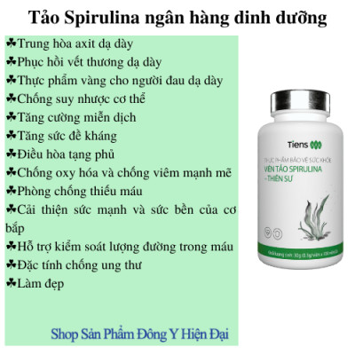 Thực Phẩm Bảo Vệ Sức Khỏe Viên Tảo Spirulina - Thiên Sư. Thực phẩm vàng cho người đau dạ dày, Chống suy nhược cơ thể Tăng cường miễn dịch.