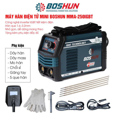 Máy Hàn Điện BOSHUN BS-MMA250IGBT , INVERTER IGBT, Lõi Đồng, Hàn Que 1.6-3.2mm