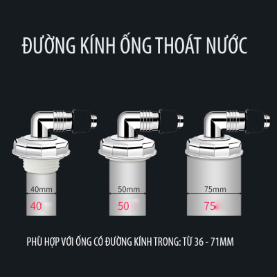 Đầu nối thoát nước máy giặt, thoát nước thải kiêm chống mùi hôi, ngăn côn trùng trào ngược lắp thoát sàn, ống PVC, bộ 2 chạc MIHOCO 3112