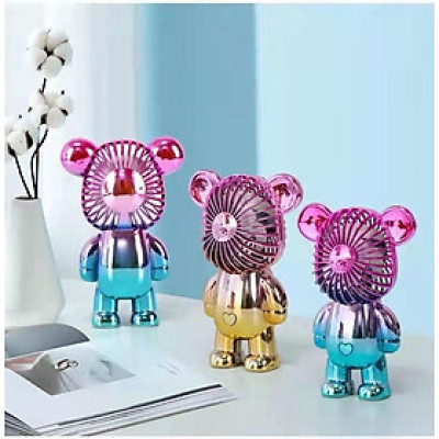 Quạt Mini Cầm Tay Bearbrick, Quạt Tích Điện Mini Để Bàn Decor Siêu Dễ Thương Có Sạc USB - Hàng Loại 1. CHính Hãng MINIIN