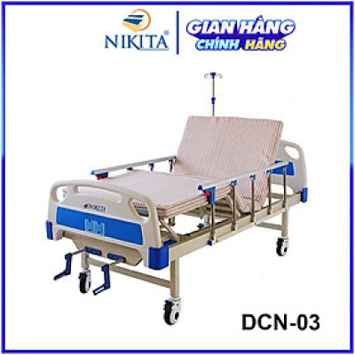 Giường bệnh y tế cao cấp đa chức năng - DCN03 chính hãng NIKITA - Chức năng nâng đầu - Nâng chân - Có chổ để bô