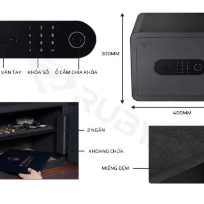 Két Sắt Thông Minh Xiaomi Mijia MX-303 Sử Dụng Vân Tay Gồm 6 Chế Độ Mở Khóa Áp Dụng Công Nghệ Cao Báo Động, Kết Nối App - Hàng Nhập Khẩu