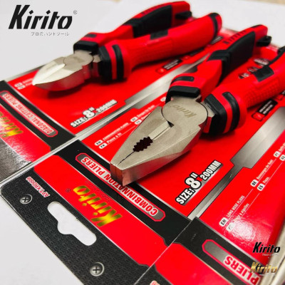 Bộ Kìm Kirito 3 Món Cho Thợ Điện – Thép CR-V – Siêu Bền – Cắt Dây, Uốn, Gắp- Kìm đỏ đen KIRITO