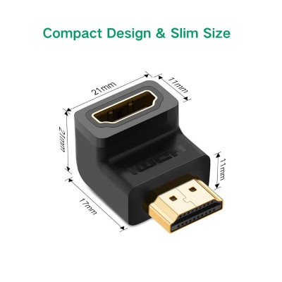 Ugreen UG20109HD112TK Màu Đen Đầu nối dài HDMI gập 90 độ - HÀNG CHÍNH HÃNG