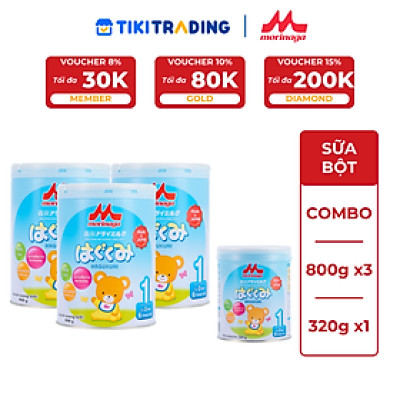 Combo 3 lon sữa Morinaga số 1 Hagukumi + 1 lon sữa Morinaga cùng loại