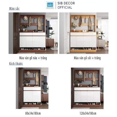 Tủ Giày Đa Năng Tích Hợp 6 Móc Treo Đồ Tiện Lợi, Đặt Tại Lối Vào Phòng Khách SIB Decor KG48