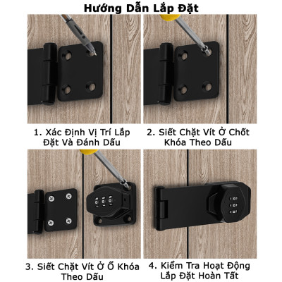 Chốt Khóa Mật Khẩu KUNBE Chốt Cửa Lật Khóa Số Nhiều Kích Thước Thích Hợp Nhiều Loại Cửa