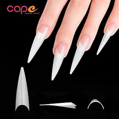 Móng Típ Nối Móng Giả Siêu Dài, 500pcs, Nhựa ABS An Toàn, 2 Màu Trong Và Đục Tự Nhiên, Phom Nhọn Và Thang Làm Nail