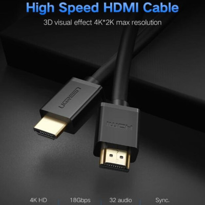 Ugreen UG10114HD104TK 30M màu Đen Cáp tín hiệu HDMI chuẩn 1.2 hỗ trợ phân giải 4K * 2K - HÀNG CHÍNH HÃNG
