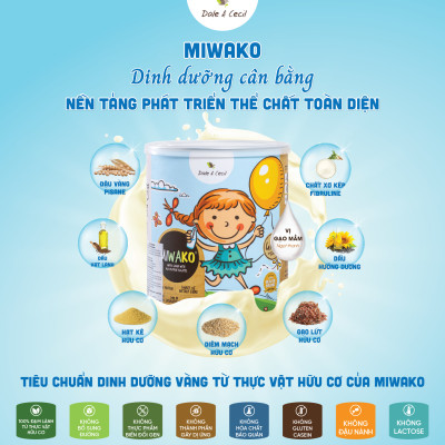 Combo 2 Hộp Sữa Hạt Miwako A+ Vị Vani & Vị Gạo Hộp 700g Nhập Khẩu Malaysia, Sữa Hữu Cơ Cho Bé Từ 1 Tuổi Dị Ứng Đạm Bò Chậm Nói Giúp Phát Triển Trí Não Chiều Cao