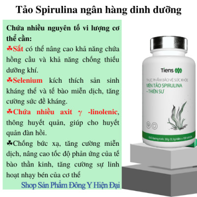 Thực Phẩm Bảo Vệ Sức Khỏe Viên Tảo Spirulina - Thiên Sư. Thực phẩm vàng cho người đau dạ dày, Chống suy nhược cơ thể Tăng cường miễn dịch.