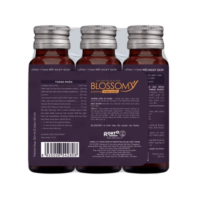 Nước uống collagen thảo dược giúp đẹp da, hỗ trợ ngủ ngon Blossomy Premium lốc 03 chai x 50ml