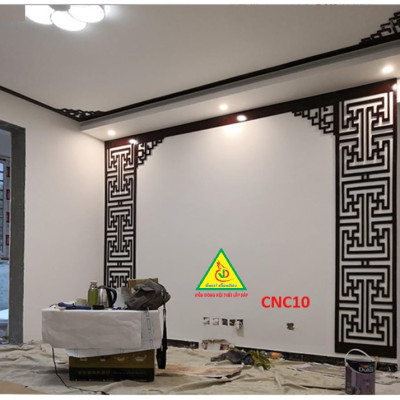 Nền tường phong cách Trung Hoa, bình phong gỗ cắt CNC010 - Nội thất lắp ráp Viendong Adv