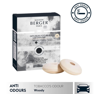 Maison Berger - Bộ tinh dầu xe hơi, khử mùi hương Woody  - 2 cái