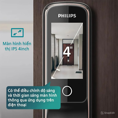 Bộ khóa cửa thông minh khuôn mặt 3D Face, vân tay, thẻ từ, mật khẩu và chìa cơ. Thương hiệu Hà Lan cao cấp Philips DDL709-7HWS. Hàng chính hãng