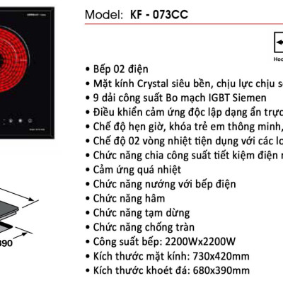 Bếp điện từ kết hợp hồng ngoại KAFF KF-073IC - Sản phẩm chính hãng