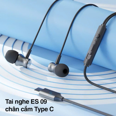 Tai nghe có dây nhét tai có mic ROCKSPACE ES09 chuẩn cắm TypeC dành cho ip15, hàng chính hãng bảo hành 1 năm
