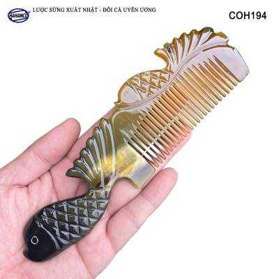  Lược Sừng Vân Nưa Đôi Cá Uyên Ương (Size: XL - 20cm) thể hiện tình yêu vĩnh cửu - Mẫu Cao Cấp Siêu Đẹp - COH194