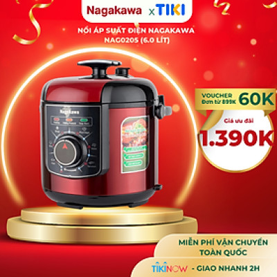 Nồi Áp Suất Điện Nagakawa NAG0205 (6.0 Lít) - Hàng Chính Hãng