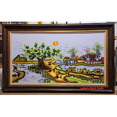 TRANH THÊU -LÀNG QUÊ THANH BÌNH ( KT82*142)
