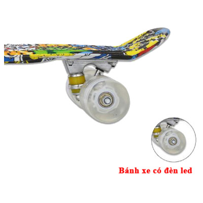 Ván Trượt Nhựa Skateboard Penny Bánh Xe Có Đèn Phát Sáng (Giao Màu Ngẫu Nhiên)