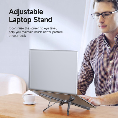 Giá Đỡ nhôm nguyên khối dành cho Laptop, Macbook, iPad Dux Ducis X-Shape Folding điều chỉnh độ cao, tản nhiệt_ Hàng chính hãng