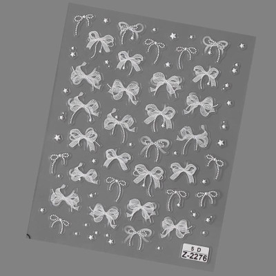 Sticker Hình Nơ Nổi 5D Dán Móng, Sticker Hình Nơ Trắng Cao Cấp Làm Nail Miếng Dán Móng Tay Nơ Hàn Quốc Nữ Women