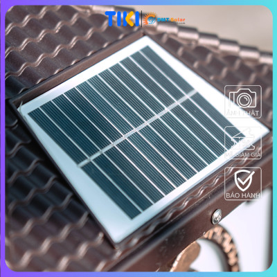 Đèn trụ cổng chữ Phúc năng lượng mặt trời hoa văn tinh xảo mạ vàng kích thước 30*30cm