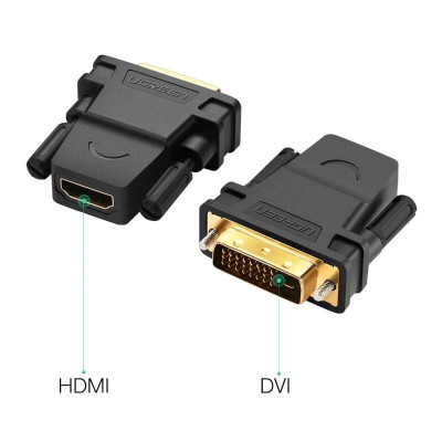 Ugreen UG2012420124TK Màu Đen Đầu chuyển đổi DVI 24 + 1 sang HDMI âm - HÀNG CHÍNH HÃNG