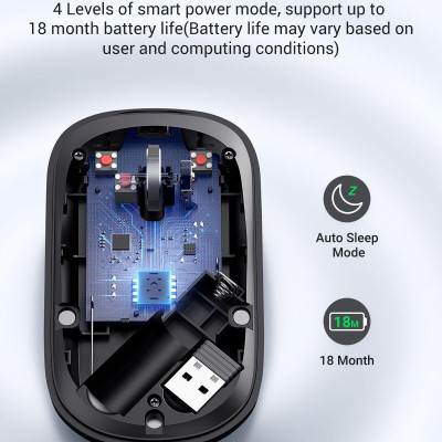 Ugreen UG90675MU001TK màu đen 2.4g chuột không dây dùng cho máy tính laptop chất liệu nhựa ABS có pin AA - HÀNG CHÍNH HÃNG