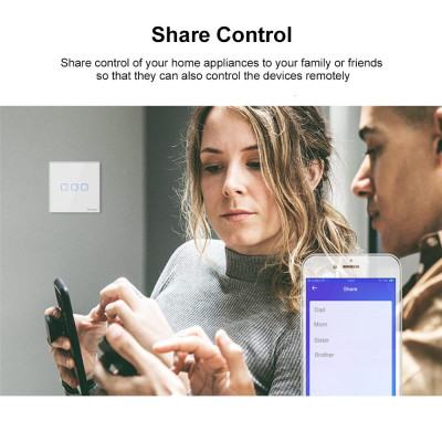 Công tắc đèn tường WiFi thông minh 433Mhz Ứng dụng điều khiển từ xa RF / Hẹn giờ SONOFF T2UK3C-TX  Gang