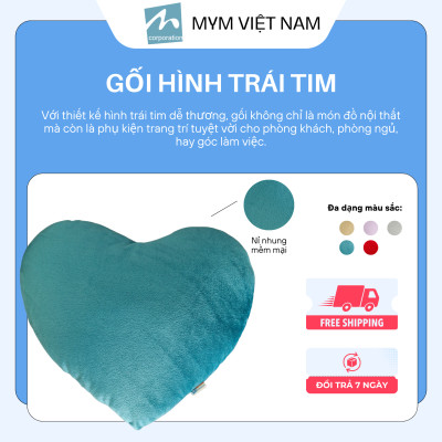 Gối Tựa Lưng - Gối Trang Trí Sofa Hình Trái Tim Chất Vải Nỉ Nhung Mềm Mại