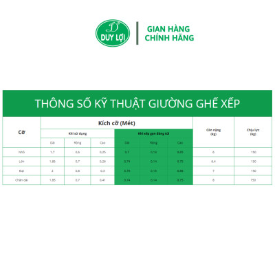 GHẾ - GIƯỜNG XẾP DUY LỢI THÉP CỠ LỚN (TẶNG 10 MÓC ÁO KÉP NHỰA CAO CẤP DUY LỢI)