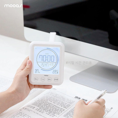 Đồng hồ hẹn giờ - báo thức - đo nhiệt độ và độ ẩm 4in1 Mooas Made in Korea Hàng chính hãng