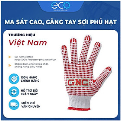 Găng tay bảo hộ sợi phủ hạt nhựa 70g sợi cao cấp chống trơn trượt độ bám cao