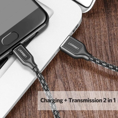 Ugreen UG50381US271TK 1M màu Đen Cáp sạc truyền dữ liệu USB 2.0 sang MICRO USB 4A võ hợp kim kẽm - HÀNG CHÍNH HÃNG