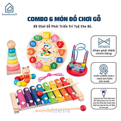 Combo 6 Món Đồ Chơi Gỗ Phát Triển Trí Tuệ Cho Bé - Đồ Chơi Gỗ Thông Minh, An Toàn Cho Bé - Hàng Chính Hãng MINIIN