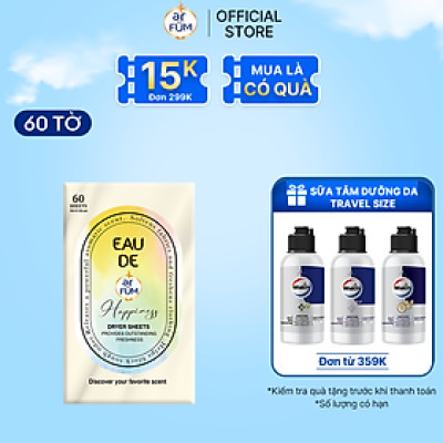 Giấy Thơm Arfum Dùng Cho Máy Sấy Làm Mềm Vải Và Chống Tĩnh Điện , Khử Mùi Tủ Giày, Tủ Quần Áo (60 Tờ/ Hộp)