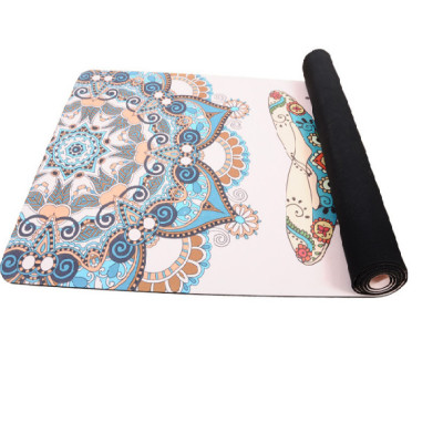 THẢM TẬP YOGA CAO SU THIÊN NHIÊN PU IN HOA VĂN  CAO CẤP (Tặng dây +Túi chống thấm tốt)- Mẫu Cô Gái hoa