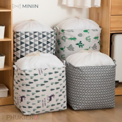Túi Bạt Đựng Quần Áo, Chăn Mền, Chống Thấm Nước - Hàng Loại 1 Chính Hãng MINIIN -Sọt Đựng Đồ Gấp Gọn Đa Năng Cỡ Đại 50x40x50cm - 100 Lít Siêu To