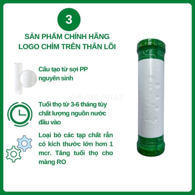 Chính Hãng - Lõi Lọc Nước RO Số 3 Lõi PP 10" 1 Micro Đại Việt