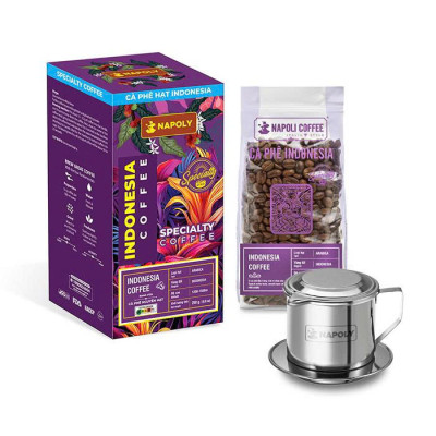 Cà Phê Arabica INDONESIA - Hương Trái Cây & Gỗ Hương - Rang Nguyên Hạt, Dùng Pha Máy/Phin Cao Cấp 250g/túi