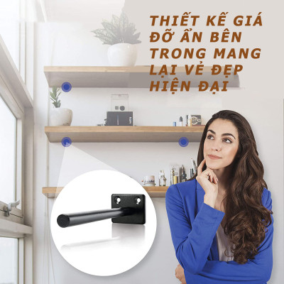 Bộ 4 chốt âm kệ treo tường, pát âm đỡ kệ trang trí bằng thép đặc 15cm kèm phụ kiện vít tắc kê – Hàng chính hãng