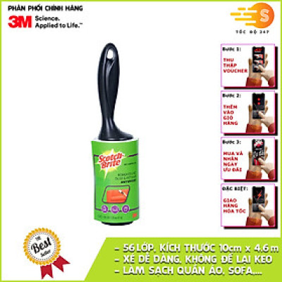 Cây lăn bụi siêu dính loại lớn 56 lớp Scotch-Brite 3M 837R - xé dễ dàng, không để lại keo, lấy sạch bụi bẩn