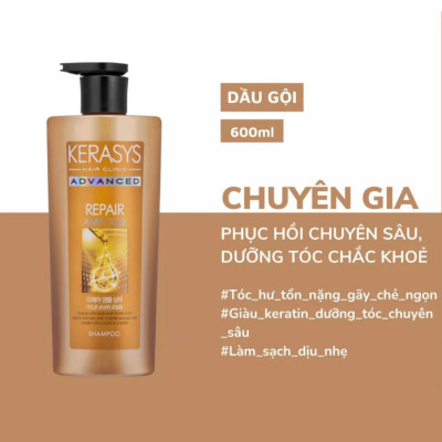 Dầu Gội, Xả Kerasys Advance Giúp Tóc Suôn Mượt , Làm Sạch Da Dầu , Giữa Ẩm , Chăm Sóc Tóc Từ Sâu Bên Trong 600ml
