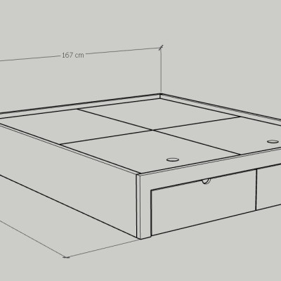 [Happy Home Furniture] CIRCLE, Giường ngủ 2 ngăn kéo 207cm x 35cm , GNG_085,GNG_086,GNG_087,GNG_088