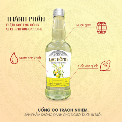 [COMBO 6 CHAI] Rượu Gạo Lạc Hồng Vị Chanh Vàng thơm ngon dễ uống được chưng cất từ gạo lên men 330ml